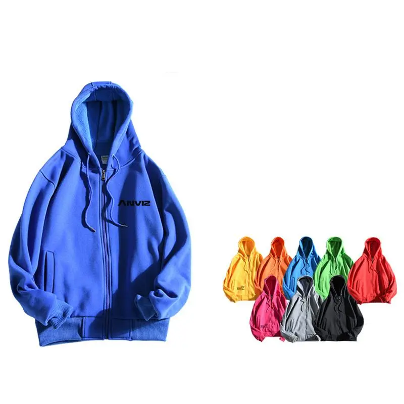 Zippered Long-Sleeved Sweater With Hood And 2 Pockets500 