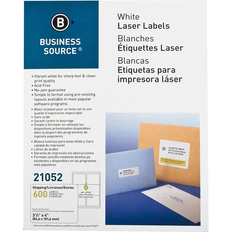 Business Source Bright White Premium-quality Address Labels [SKU - BSN21052]PK