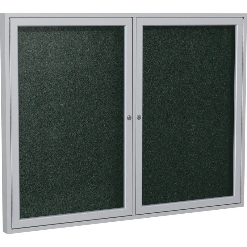 Ghent 2 Door Enclosed Vinyl Bulletin Board with Satin Frame [SKU - GHEPA24860VX183]EA