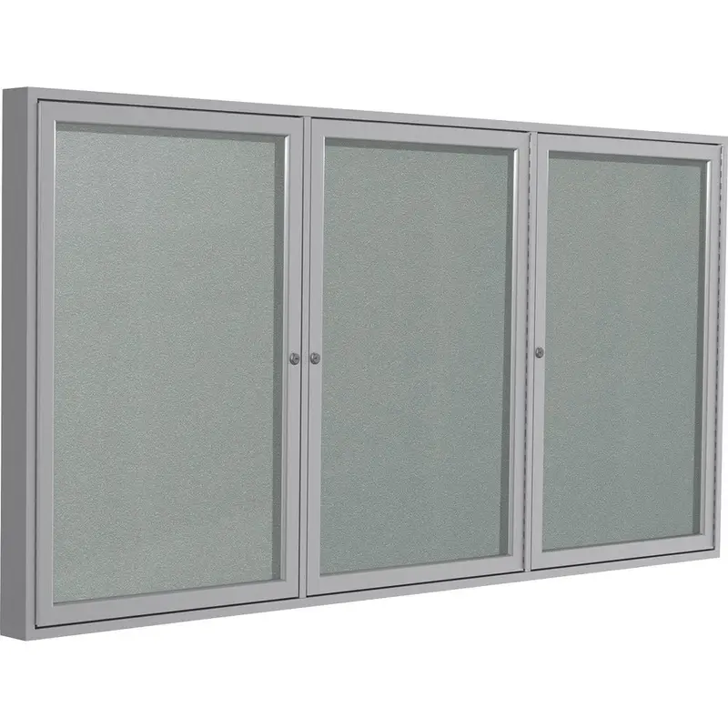 Ghent 3 Door Enclosed Vinyl Bulletin Board with Satin Frame [SKU - GHEPA34872VX193]EA