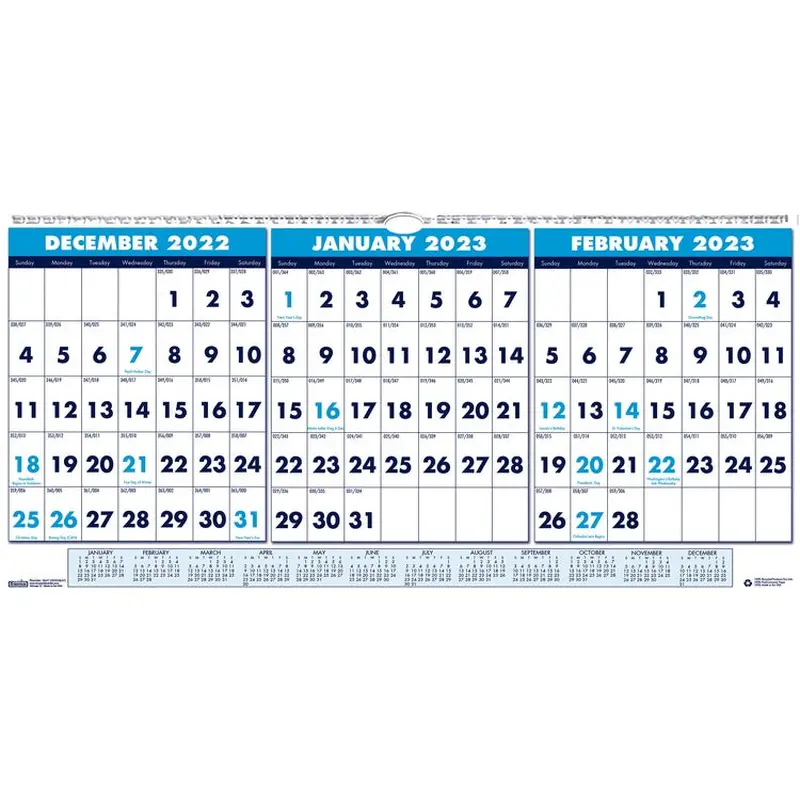 House of Doolittle 3-month Horizontal Wall Calendar [SKU - HOD3648]EA