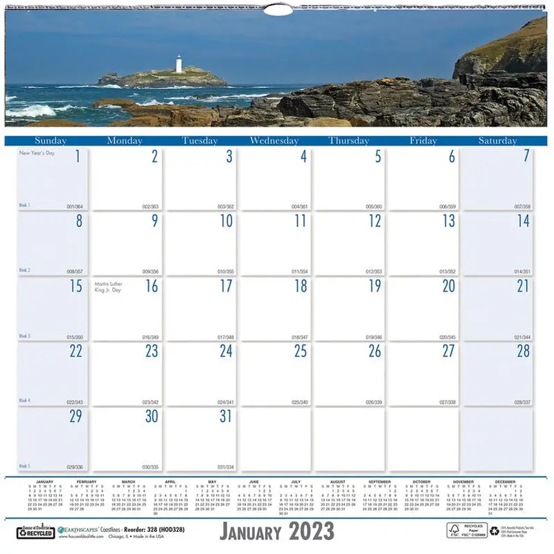 House of Doolittle Coastlines Monthly Wall Calendar [SKU - HOD328]EA