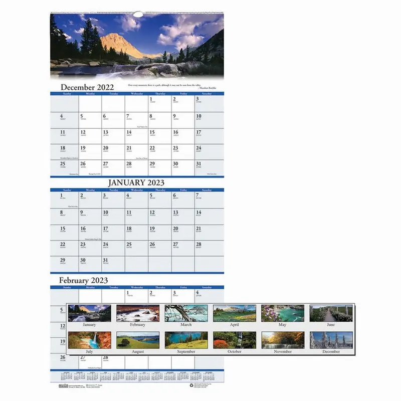 House of Doolittle Scenic 3-month Wall Calendar [SKU - HOD3638]EA