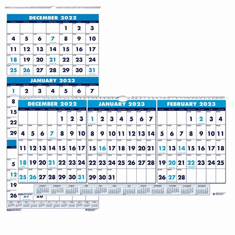 House of Doolittle Three-month Vertical Wall Calendar [SKU - HOD3640]EA