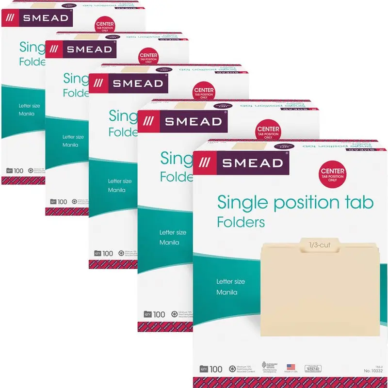 Smead 1/3 Tab Cut Letter Recycled Top Tab File Folder [SKU - SMD10332CT]CT