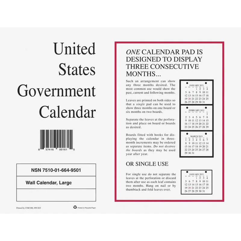 Unicor Monthly Wall Calendar [SKU - UCR6649504]PK