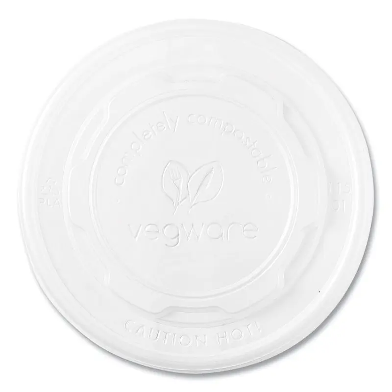 115-Series Flat Hot Lids, Compostable, For Use With 115-Series Soup Containers, White, Plastic, 500/Carton