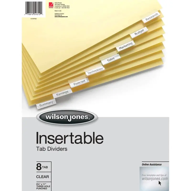 Wilson Jones Insertable Tab Dividers [SKU - WLJ54312]ST