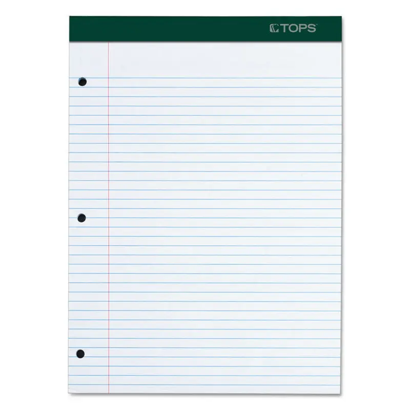 Double Docket Ruled Pads with Extra Sturdy Back, Medium/College Rule, 100 White 8.5 x 11.75 Sheets