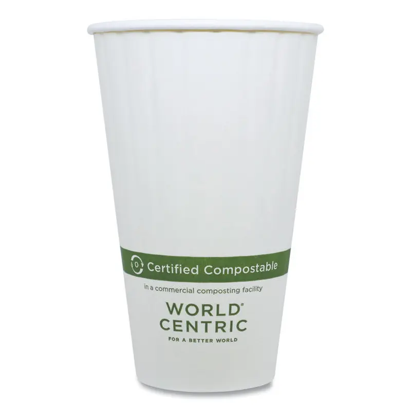 Double Wall Paper Hot Cups, 16 oz, White, 600/Carton