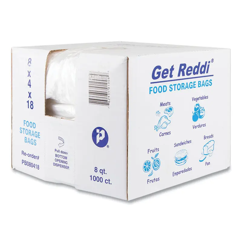 Food Bags, 2 gal, 8" x 4" x 18", Clear, 1,000/Carton