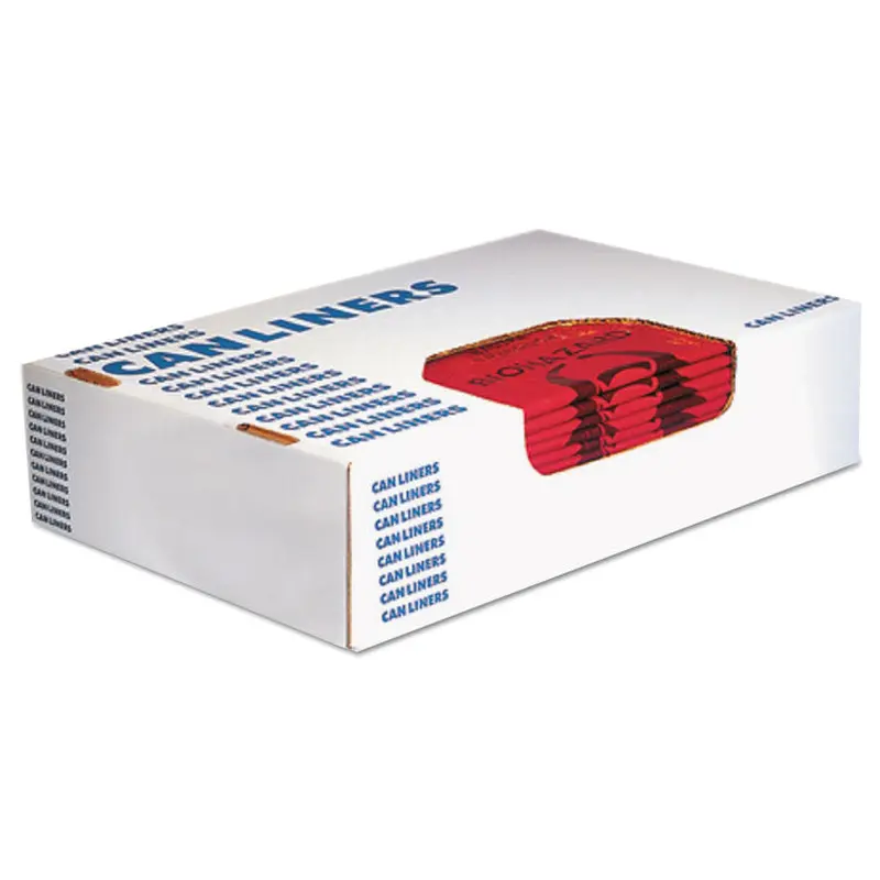 Healthcare Biohazard Printed Can Liners, Biohazard Infectious Waste, 10 gal, 1.3 mil, 24  x 23 , Red, Flat Pack, 500/Carton