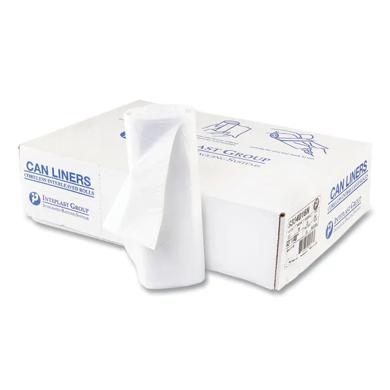 High-Density Commercial Can Liners, 33 gal, 16 mic, 33  x 40 , Clear, Interleaved Roll, 25 Bags/Roll, 10 Rolls/Carton