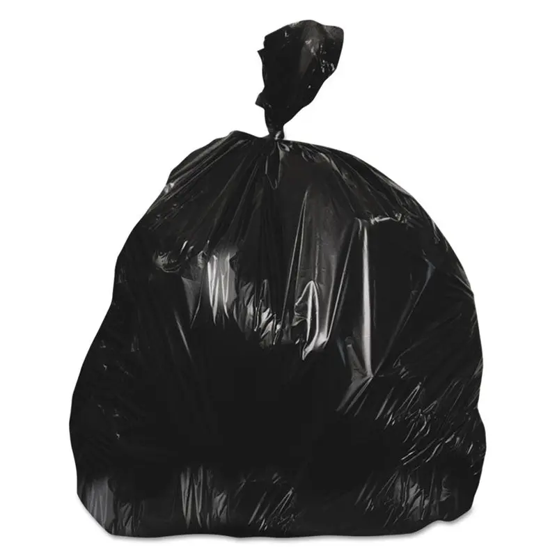 High-Density Waste Can Liners, 56 gal, 22 mic, 43  x 48 , Black, 25 Bags/Roll, 6 Rolls/Carton