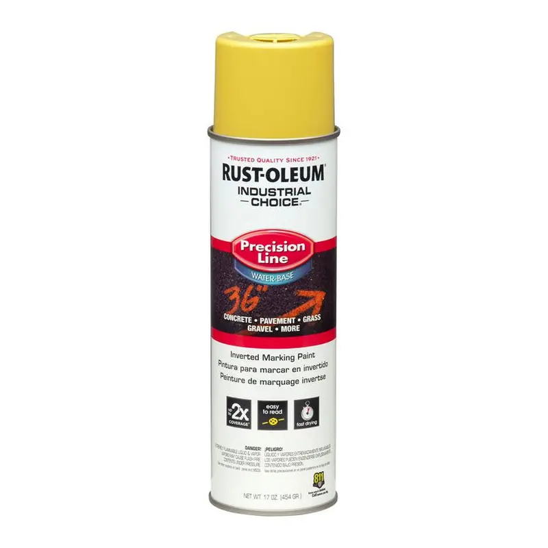 Industrial Choice Precision Line Marking Paint, Flat High-Visibility Yellow, 17 oz Aerosol Can, 12/Carton