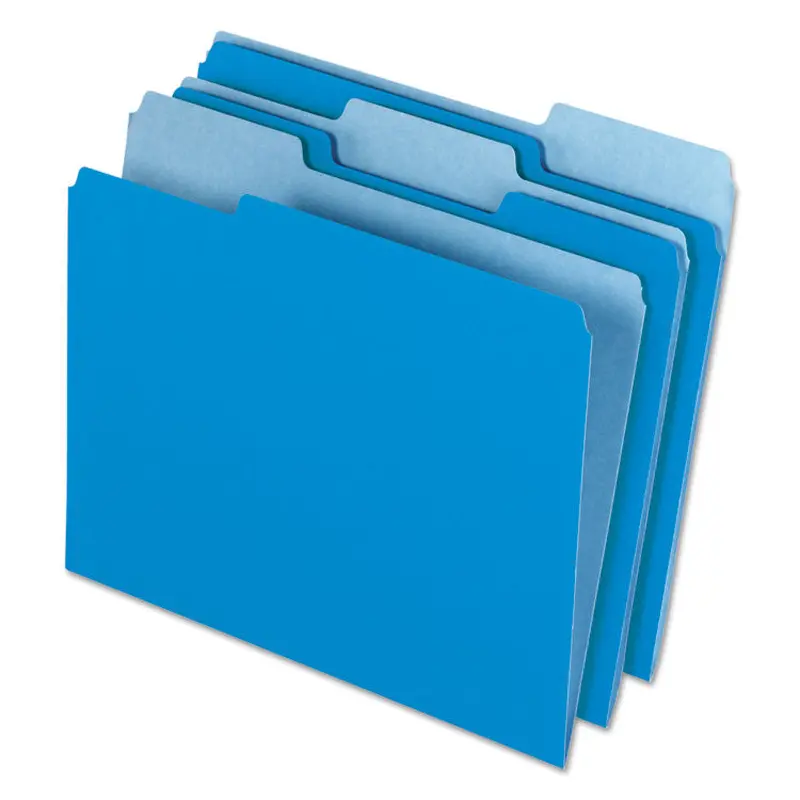 Interior File Folders, 1/3-Cut Tabs: Assorted, Letter Size, Blue, 100/Box