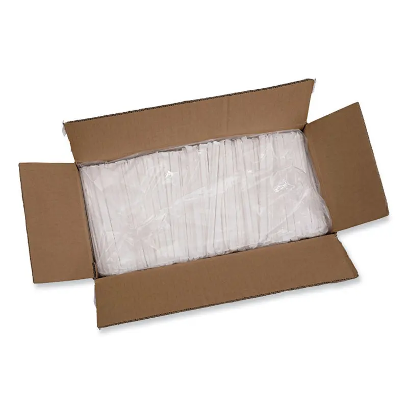 Individually Wrapped Paper Straws, 7.75  x 0.25 , White, 3,200/Carton
