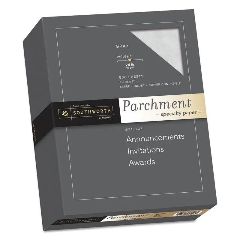 Parchment Specialty Paper, 24 lb Bond Weight, 8.5 x 11, Gray, 500/Ream