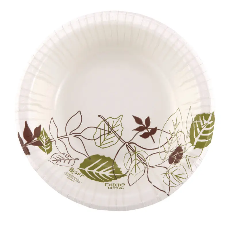 Pathways with Soak Proof Shield Heavyweight Paper Bowls, WiseSize, 12 oz, Green/Burgundy, 500/Carton