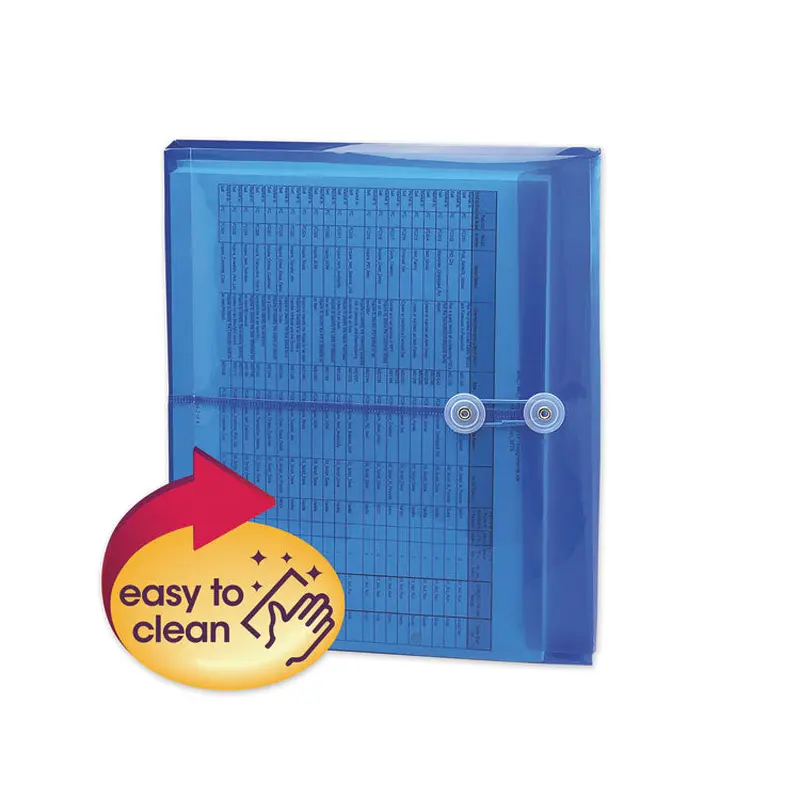 Poly String and Button Interoffice Envelopes, Open-Side (Horizontal), 9.75 x 11.63, Transparent Blue, 5/Pack