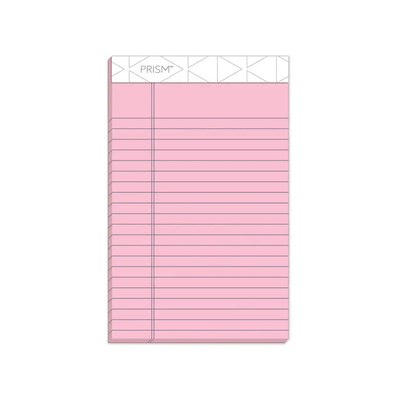 Prism   Colored Writing Pads, Narrow Rule, 50 Pastel Pink 5 x 8 Sheets, 12/Pack