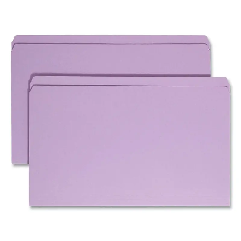 Reinforced Top Tab Colored File Folders, Straight Tabs, Legal Size, 0.75" Expansion, Lavender, 100/Box