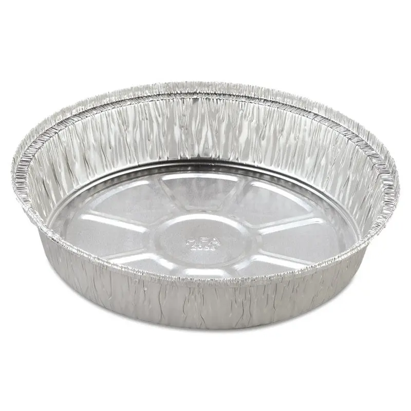 Round Aluminum Container, 37 oz, 8  Diameter, Silver, 500/Carton
