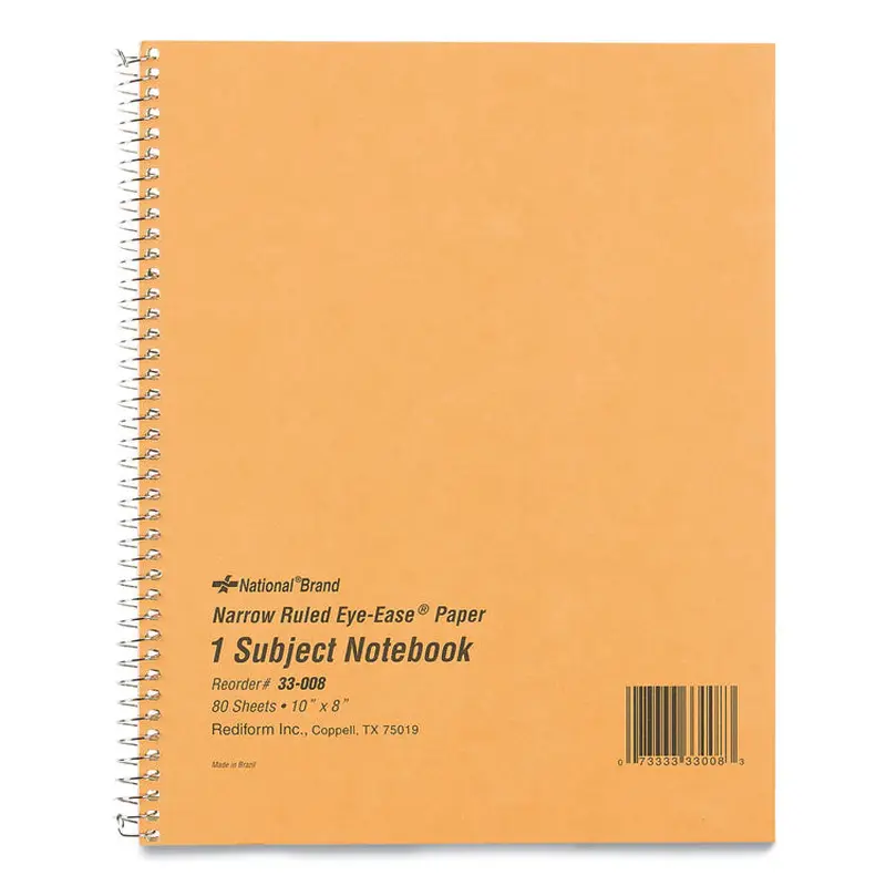 Single-Subject Wirebound Notebooks, Narrow Rule, Brown Paperboard Cover, (80) 10 x 8 Sheets