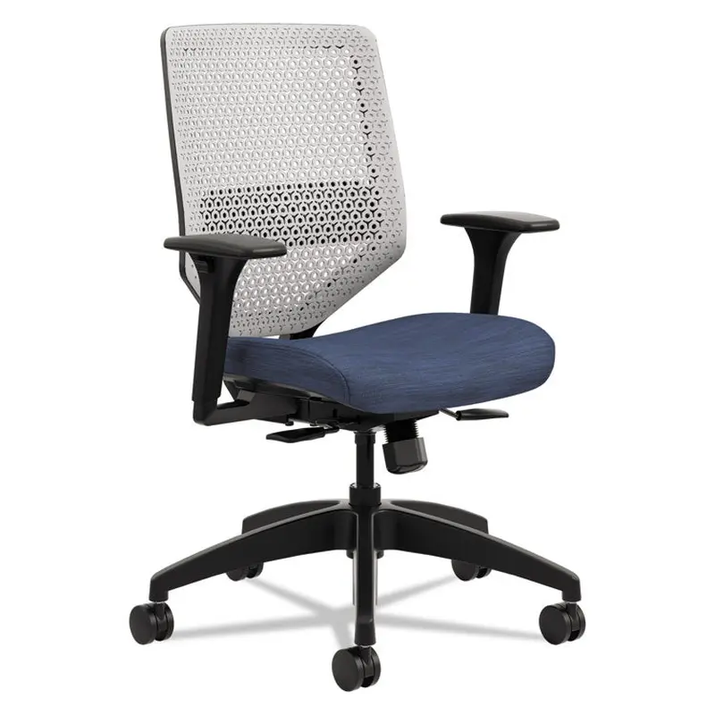 Solve Series ReActiv Back Task Chair, Supports Up to 300 lb, 18" to 23" Seat Height, Midnight Seat, Titanium Back, Black Base