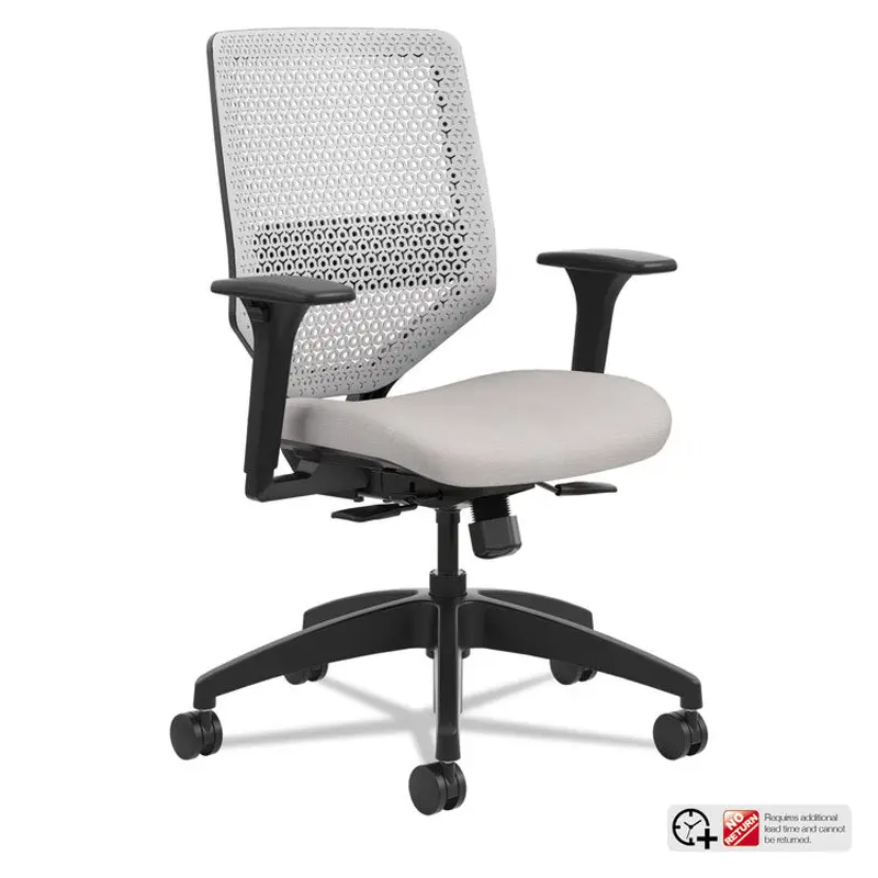 Solve Series ReActiv Back Task Chair, Supports Up to 300 lb, 18  to 23  Seat Height, Sterling Seat, Titanium Back, Black Base