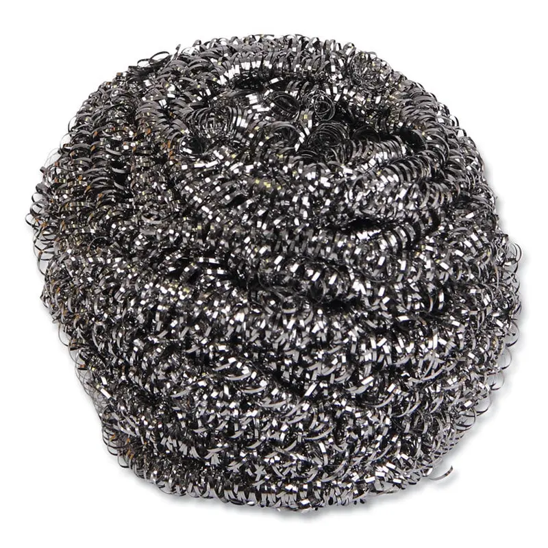 Stainless Steel Scrubber, Large Size, 2.5 x 2.75, Steel Gray, 12/Carton