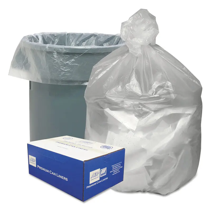 Waste Can Liners, 33 gal, 9 mic, 33  x 39 , Natural, 25 Bags/Roll, 20 Rolls/Carton