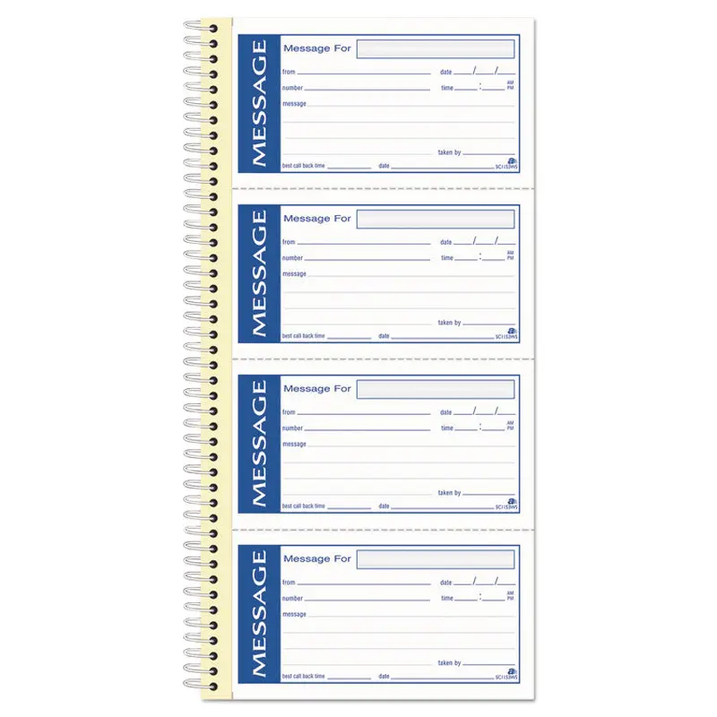 Write  n Stick Phone Message Book, Two-Part Carbonless, 4.75 x 2.75, 4 Forms/Sheet, 200 Forms Total