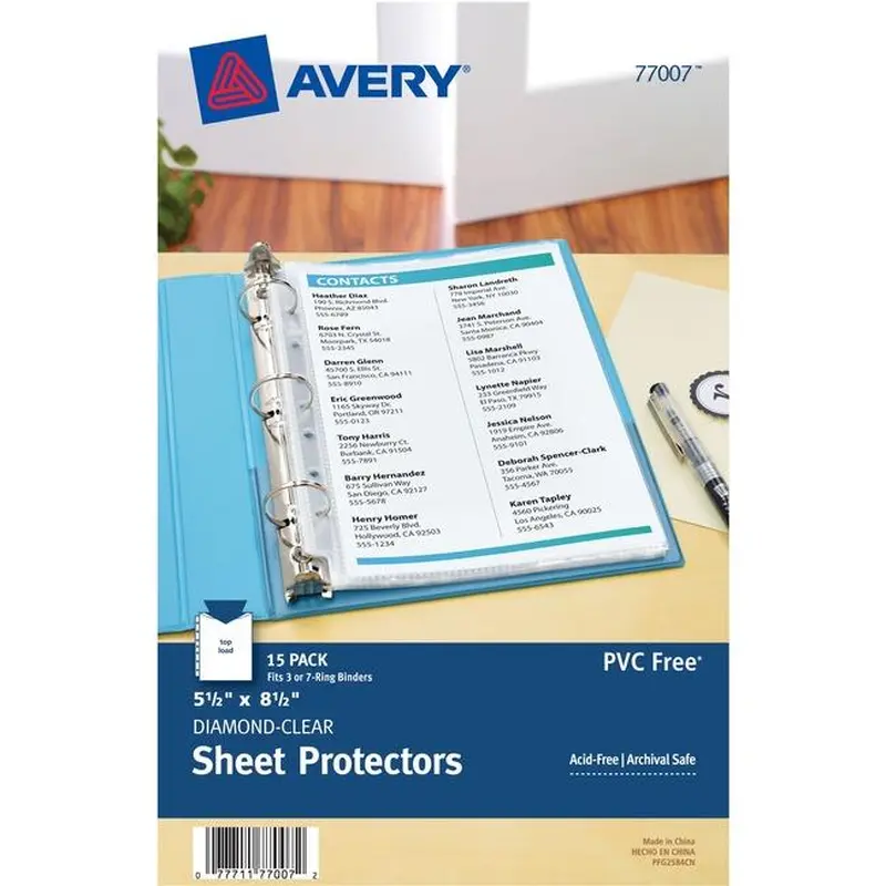 77007 5 1/2" X 8 1/2" SHEET PROTECTOR HEAVYWEIGHT DIAMOND