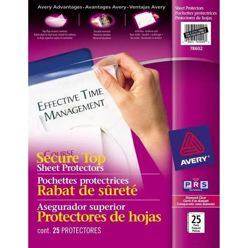 78602 SECURE TOP SHEET PROTECTORS DIAMOND CLEAR 25/PK