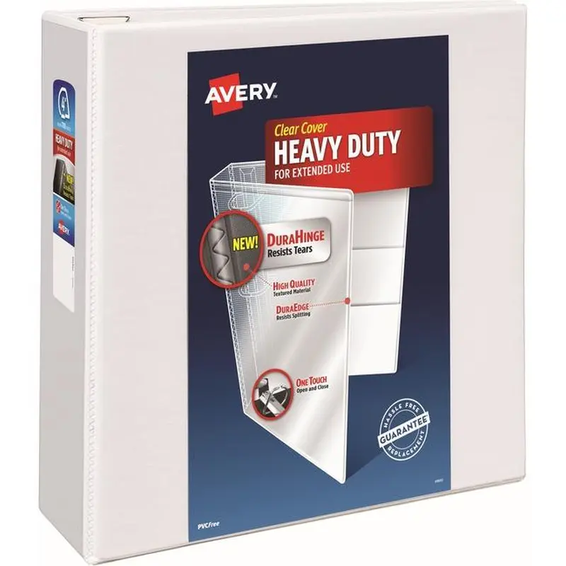 79704 HEAVY DUTY BINDERS 4" WHITE GAP FREE ONE TOUCH LOCK