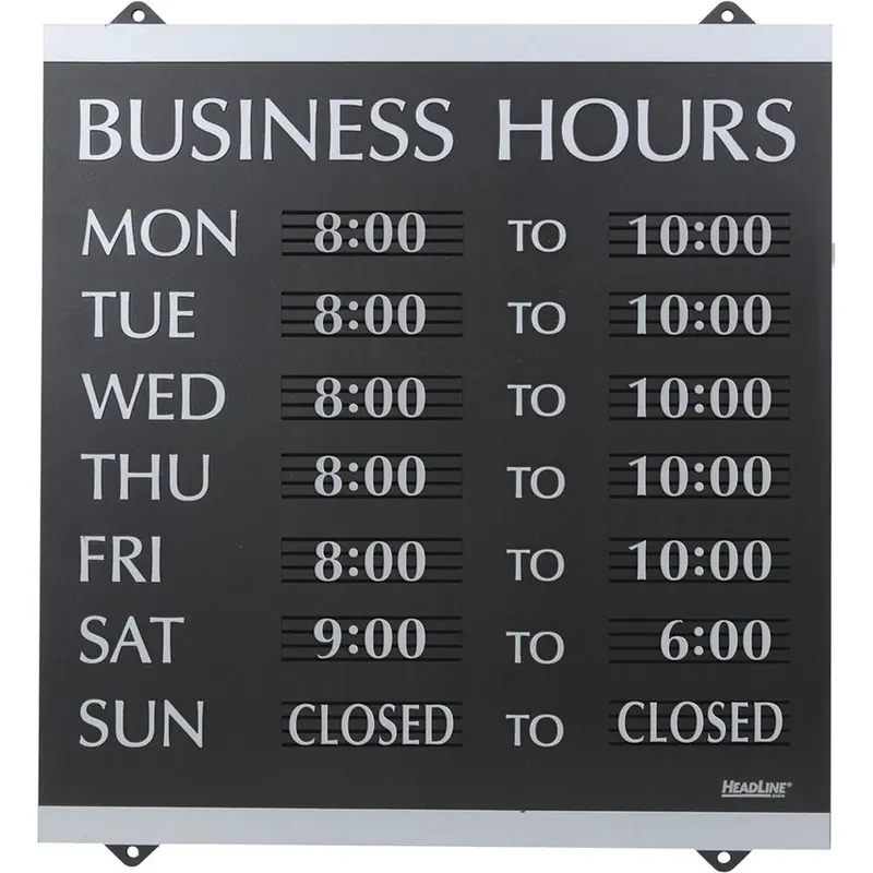 HeadLine Century Business Hours Sign