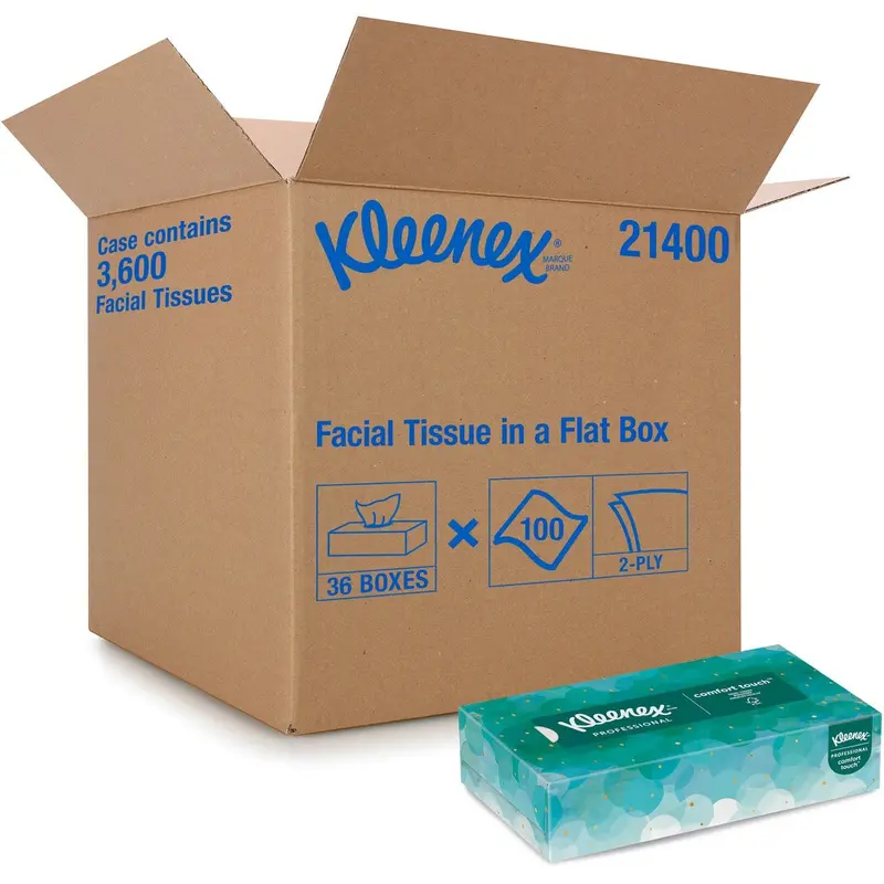 Kleenex Facial Tissue - 2 Ply - Gray - 100 Quantity Per Box