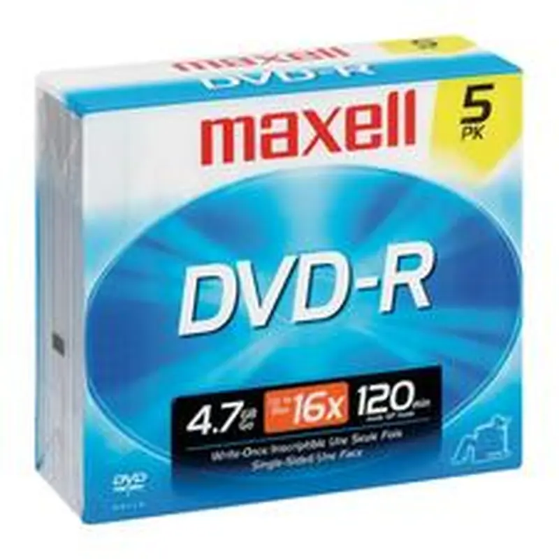 Maxell DVD Recordable Media - DVD-R - 16x - 4.70 GB - 5 Pack Jewel Case