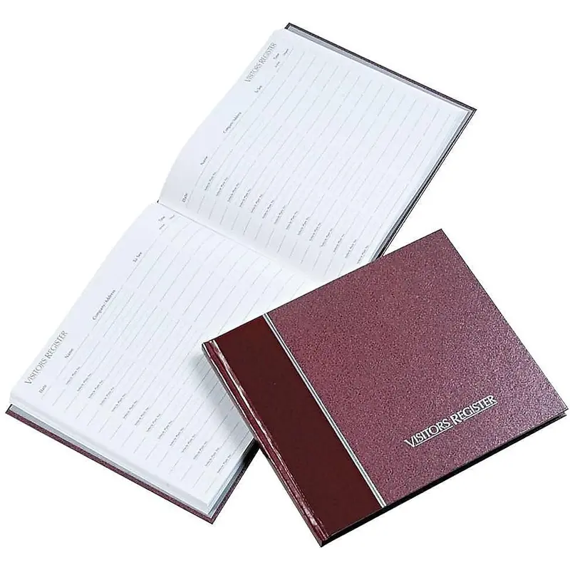 Rediform Hardcover Visitor Register Book, 128 Pages, Burgundy Cover, 8.5 x 9.875 inches (57-803)
