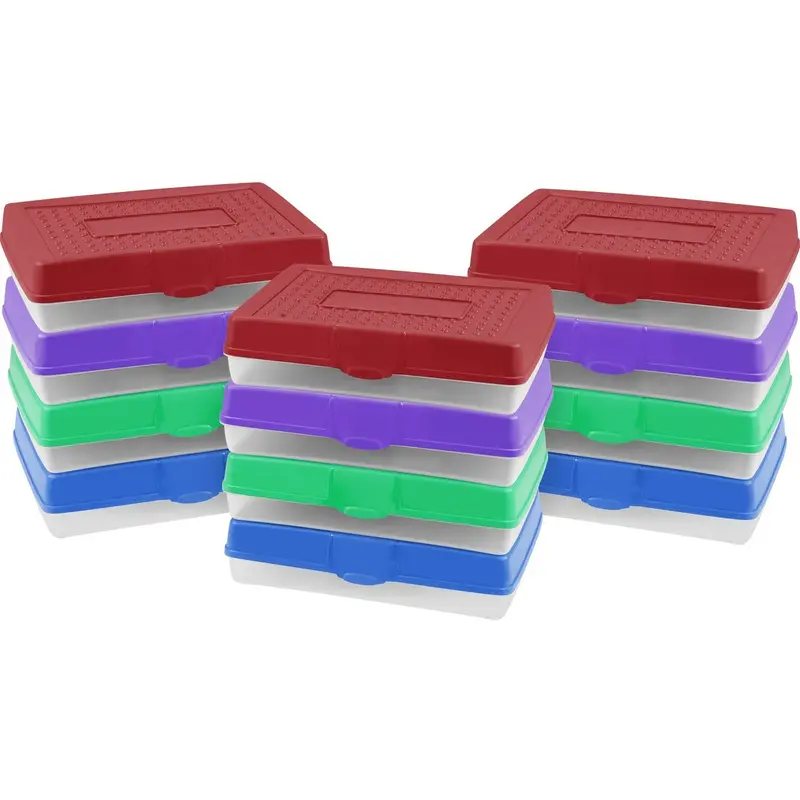 Storex Large Pencil Box, Assorted (12 units/ pack)