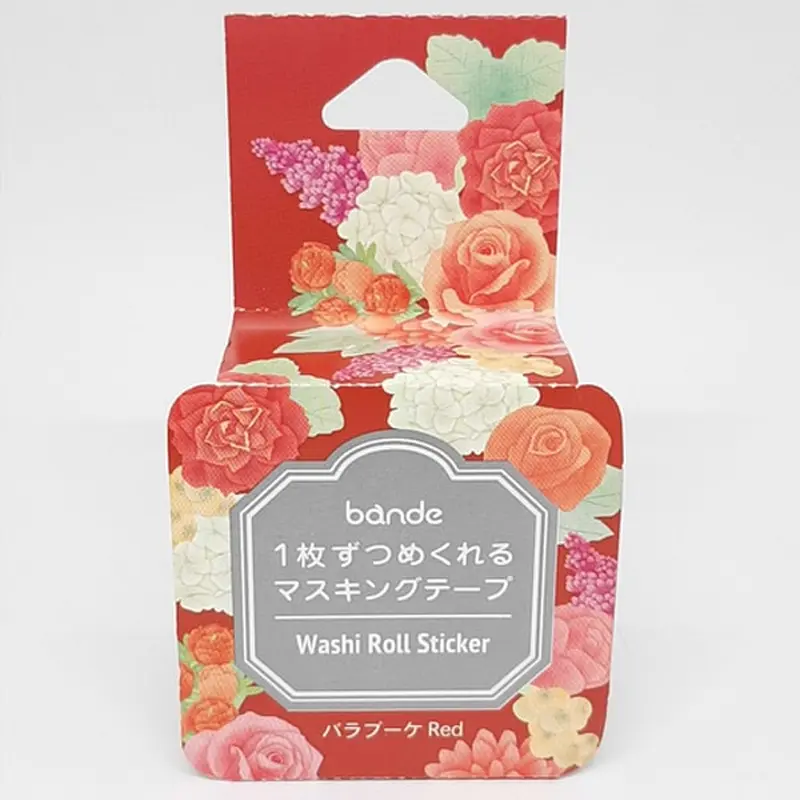 Bande Washi Roll Sticker Flowers Red