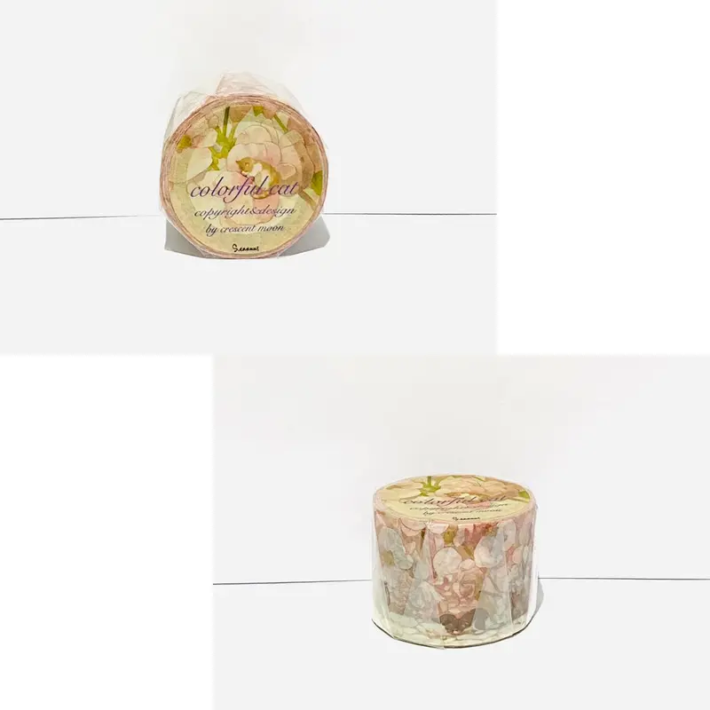 Crescent Moon Flowers Washi Masking Tape - Colorful Cat