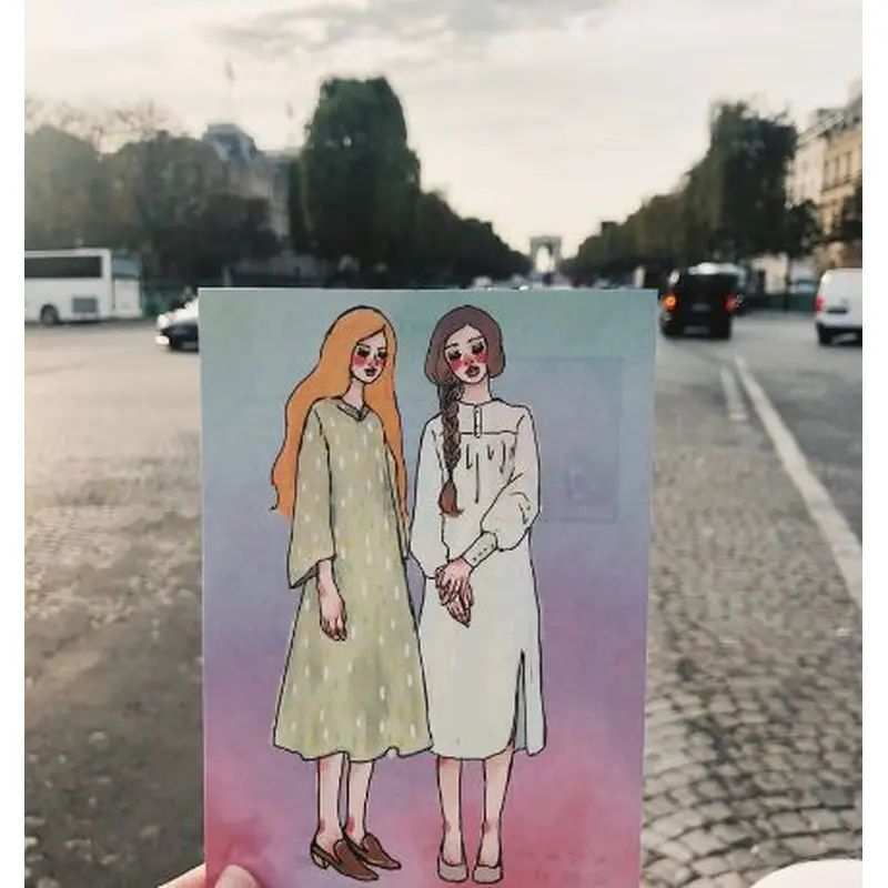 La Dolce Vita Postcard - Girl With Dress