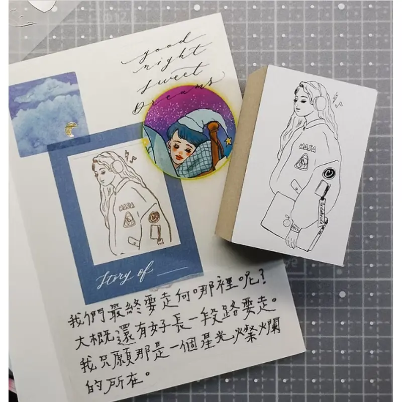 La Dolce Vita Relaxed Woman Wooden Rubber StampFour Seasons