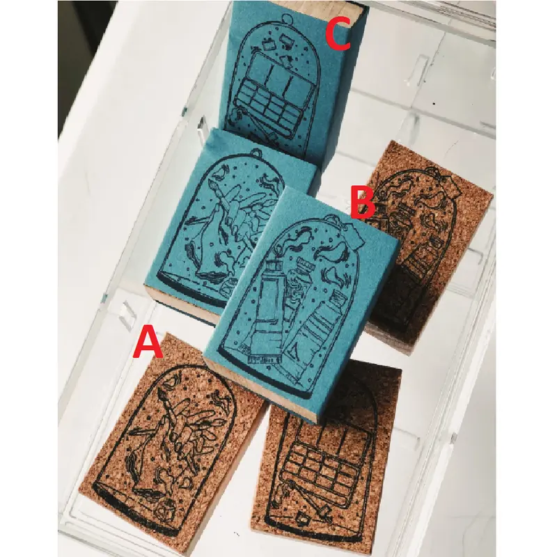 Kurukynki Snow Globe Stationery Rubber StampA Hand Pen