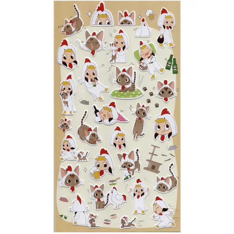 Latech Korea Sticker - Chicken And Cat
