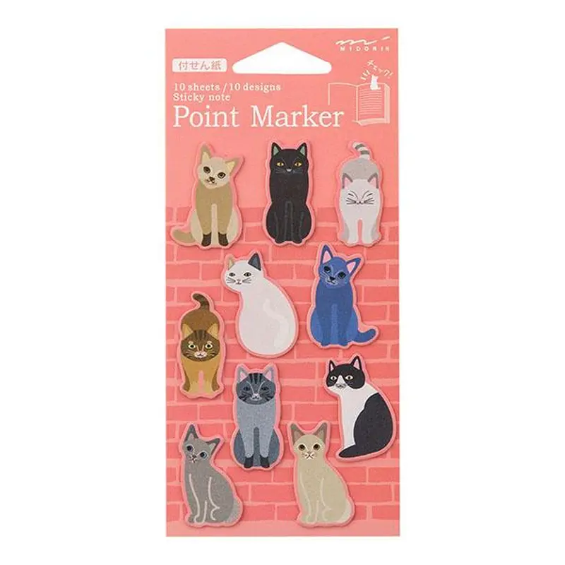 Midori Sticky Paper Point AnimalsCat