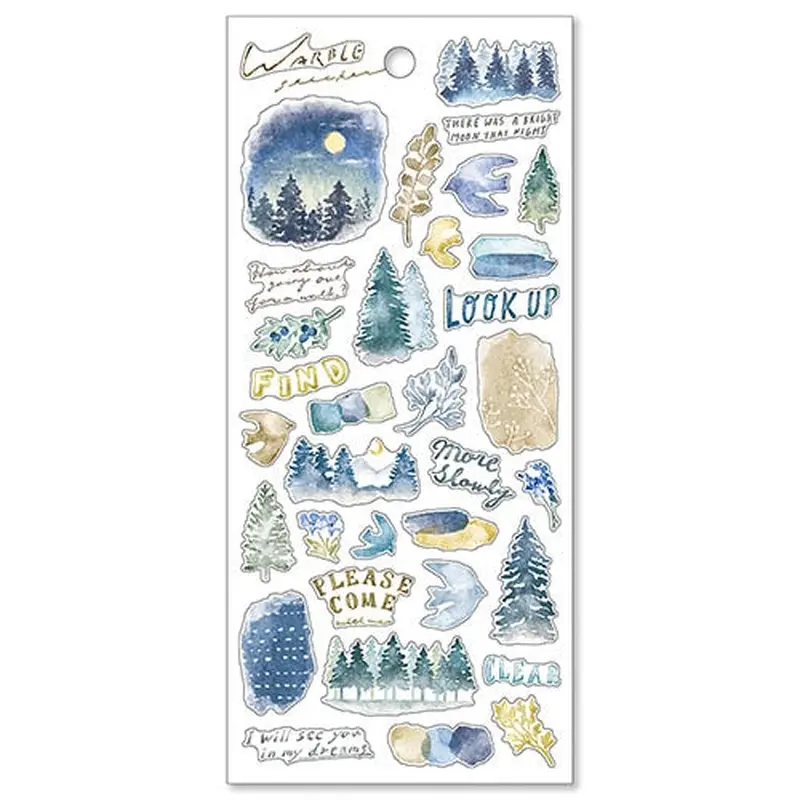 Mind Wave Sticker Warble Forest and FlowerNavy