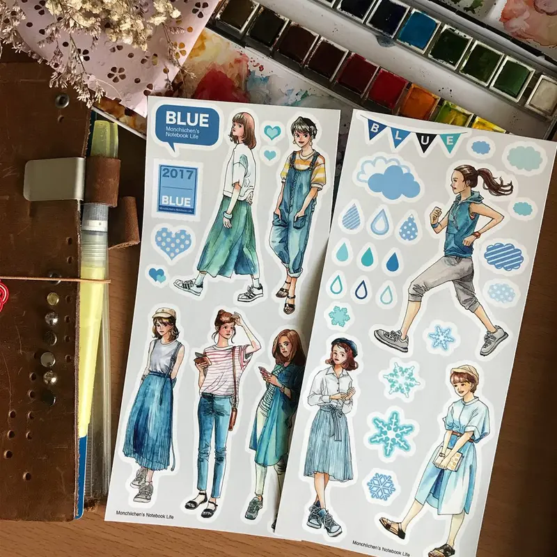 Monchiichen The Student Sticker Paper Blue